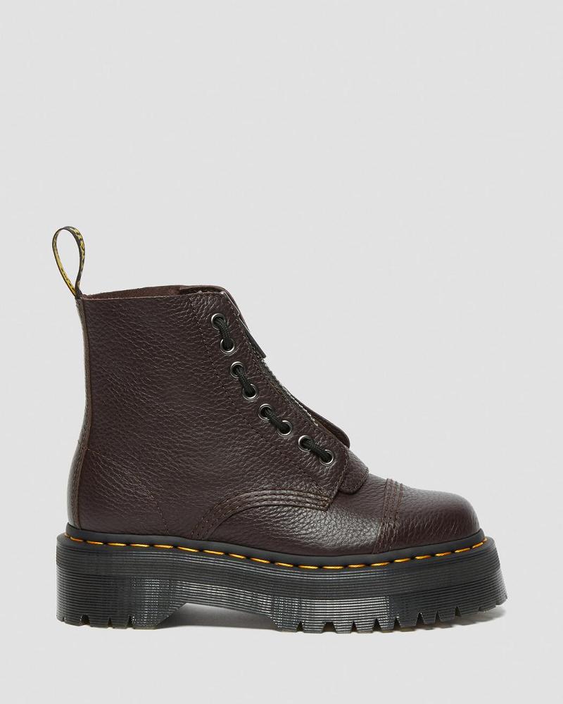 Dr Martens Sinclair Milled Nappa Leren Platform Laarzen Dames Bordeaux | NL 525ILH